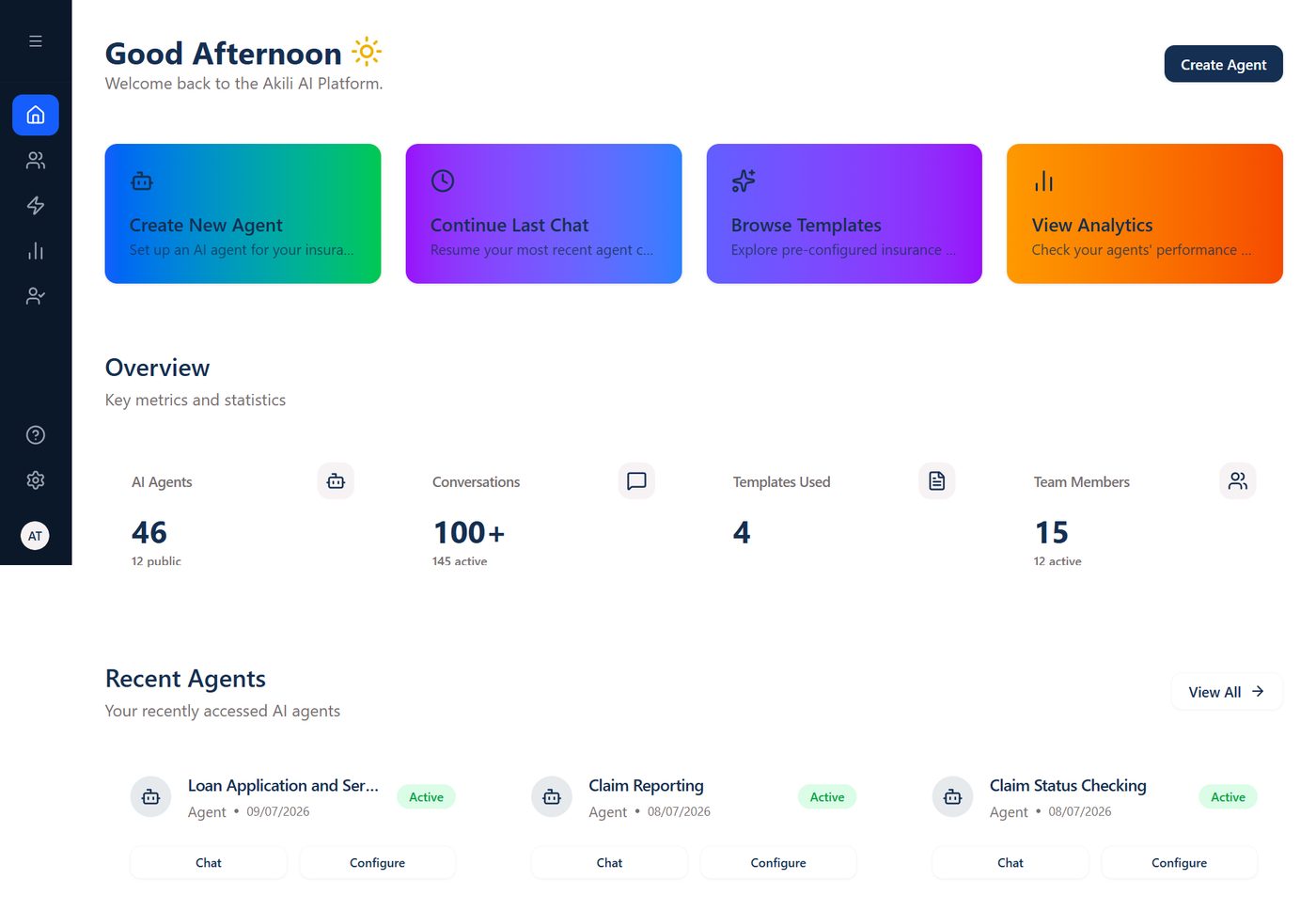 Akili AI Platform dashboard by Caava AI